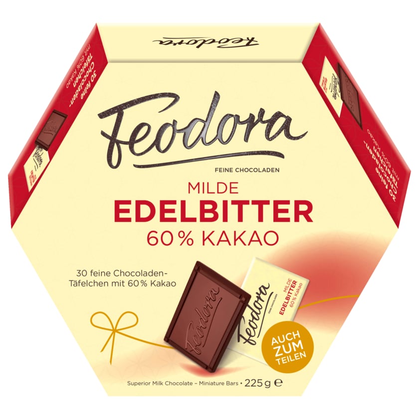 Feodora Milde Edelbitter Chocoladen-Täfelchen 225g